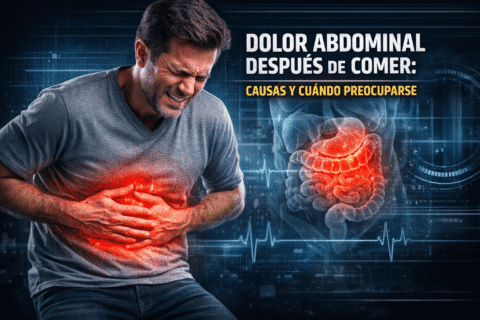 Dolor abdominal después de comer en zona estomacal con inflamación