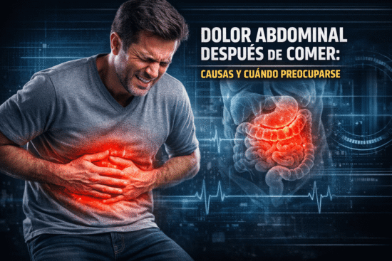 Dolor abdominal después de comer en zona estomacal con inflamación