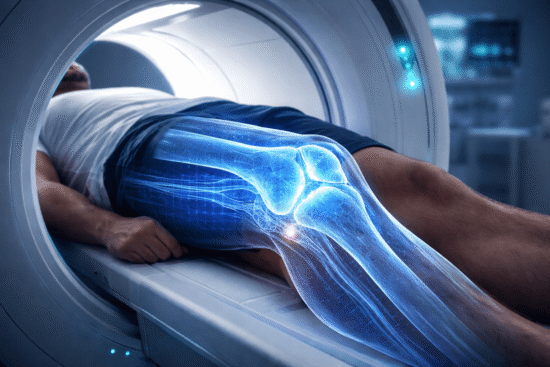 resonancia magnética de rodilla mostrando ligamentos y meniscos