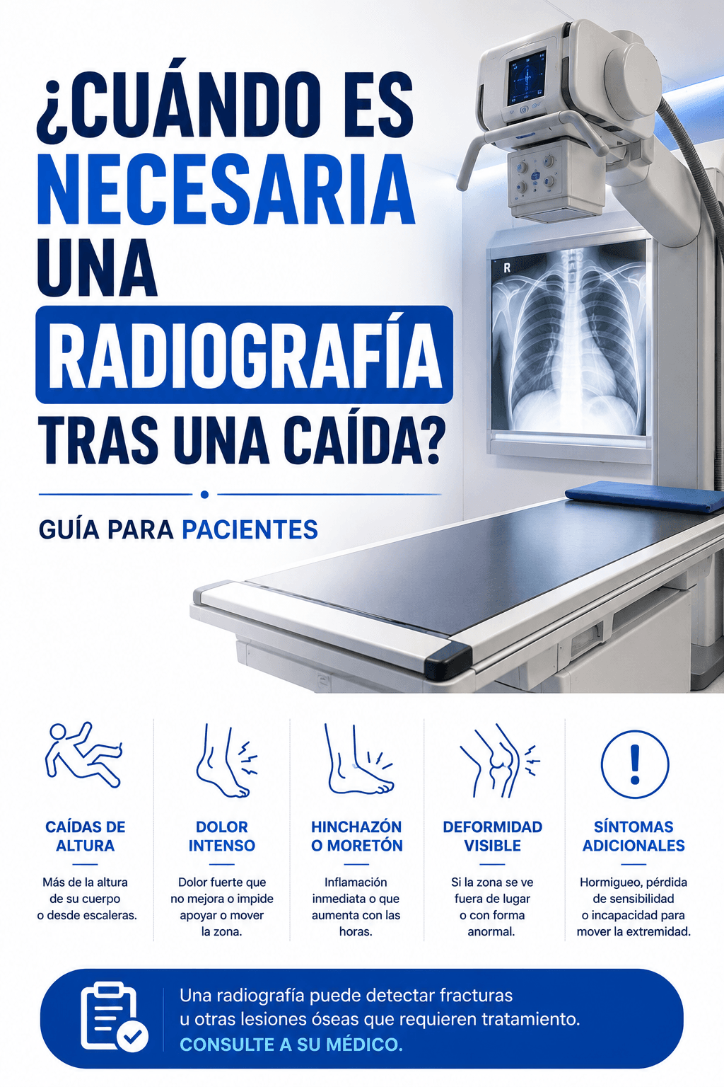 ¿Cuándo es necesaria una radiografía tras una caída? Guía para pacientes